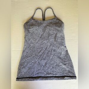 Lululemon Power Y Tank White Black Printed Size 6